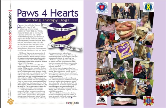 Paws 4 Hearts feature from the August 2017 Texas Dogs & Cats Magazine
