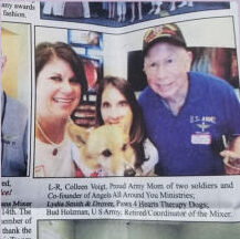 Lydia and Drover pictured in Hill Country Weekly at a mixer honoring veterans