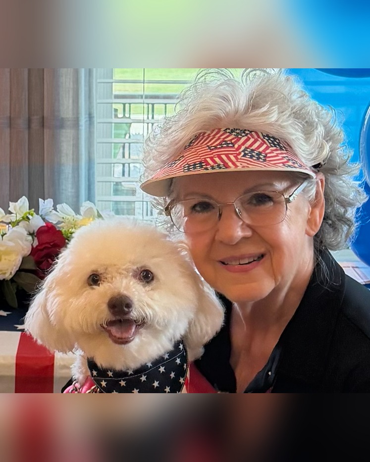 Angela with therapy dog Barnaby